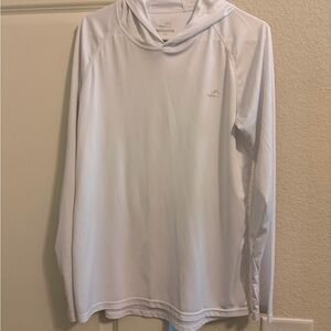 White Long Sleeve Hooded Sun Shirt